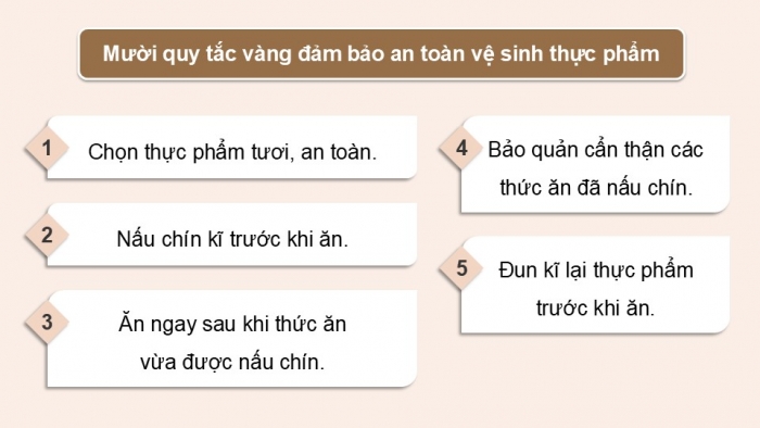 Giáo án điện tử Công nghệ 9 Chế biến thực phẩm Kết nối Bài 4: An toàn lao động và an toàn vệ sinh thực phẩm (P2)