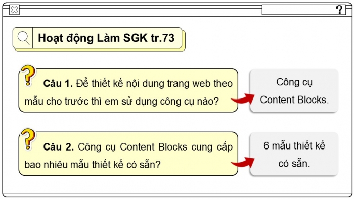 Giáo án điện tử Tin học ứng dụng 12 chân trời Bài E4: Sử dụng Content Blocks, Button, Divider