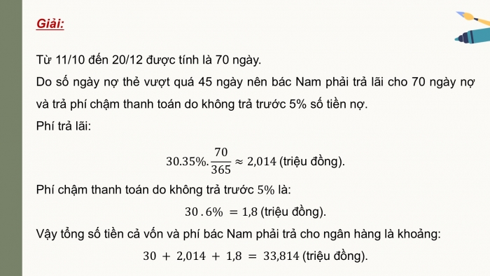 Giáo án điện tử chuyên đề Toán 12 chân trời Bài 2: Tín dụng. Vay nợ