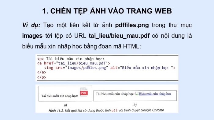 Giáo án điện tử Tin học ứng dụng 12 kết nối Bài 11: Chèn tệp tin đa phương tiện và khung nội tuyến vào trang web