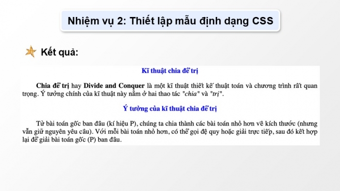 Giáo án điện tử Tin học ứng dụng 12 kết nối Bài 14: Định dạng văn bản bằng CSS (P2)