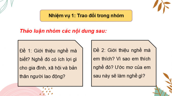 Giáo án điện tử Tiếng Việt 5 cánh diều Bài 6: Trao đổi Câu chuyện nghề nghiệp