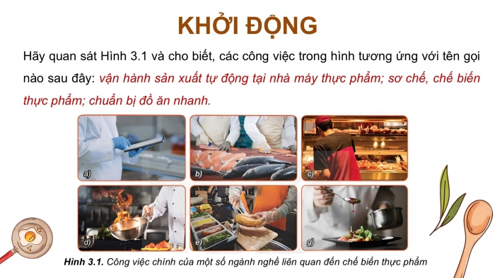 Giáo án điện tử Công nghệ 9 Chế biến thực phẩm Kết nối Bài 3: Một số ngành nghề liên quan đến chế biến thực phẩm