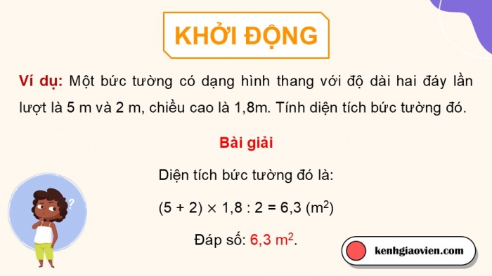 Giáo án PPT dạy thêm Toán 5 Chân trời bài 46: Diện tích hình thang