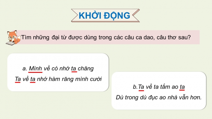 Giáo án điện tử Tiếng Việt 5 chân trời Bài 5: Luyện tập về đại từ