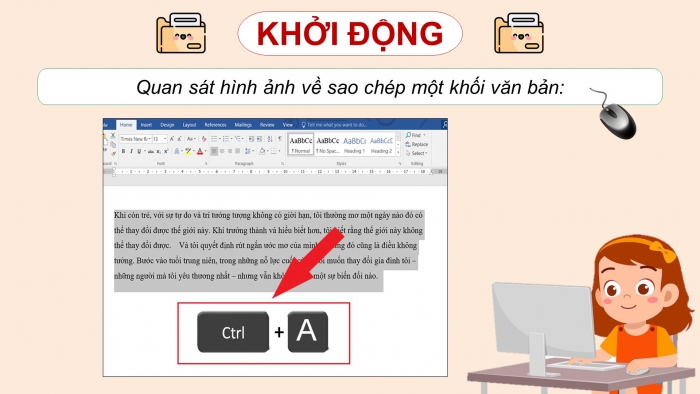 Giáo án điện tử Tin học 5 cánh diều Chủ đề E Bài 1: Thực hành chọn và sao chép khối văn bản