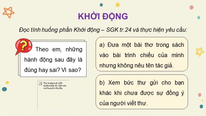 Giáo án điện tử Tin học 5 cánh diều Chủ đề D Bài học: Tôn trọng quyền tác giả khi sử dụng nội dung thông tin