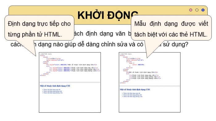 Giáo án điện tử Tin học ứng dụng 12 cánh diều Bài 8: Làm quen với CSS