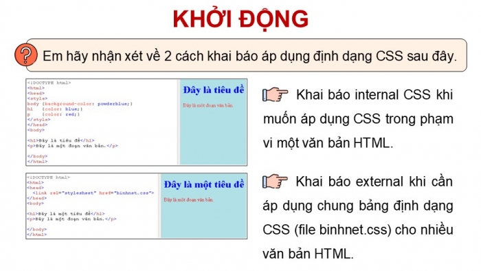 Giáo án điện tử Tin học ứng dụng 12 cánh diều Bài 9: Thực hành định dạng một số thuộc tính CSS