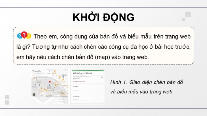 Giáo án điện tử Tin học ứng dụng 12 chân trời Bài E7: Sử dụng Map, Forms và các thiết lập trang web