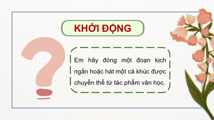 Giáo án điện tử chuyên đề Ngữ văn 12 kết nối CĐ 2 Phần 2: Viết bài phân tích, giới thiệu và thuyết trình về một tác phẩm nghệ thuật được chuyển thể từ văn học