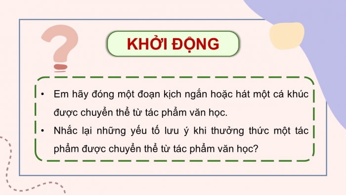 Giáo án điện tử chuyên đề Ngữ văn 12 chân trời CĐ 2 Phần 2: Yêu cầu và cách thức viết bài giới thiệu tác phẩm nghệ thuật được chuyển thể từ văn học