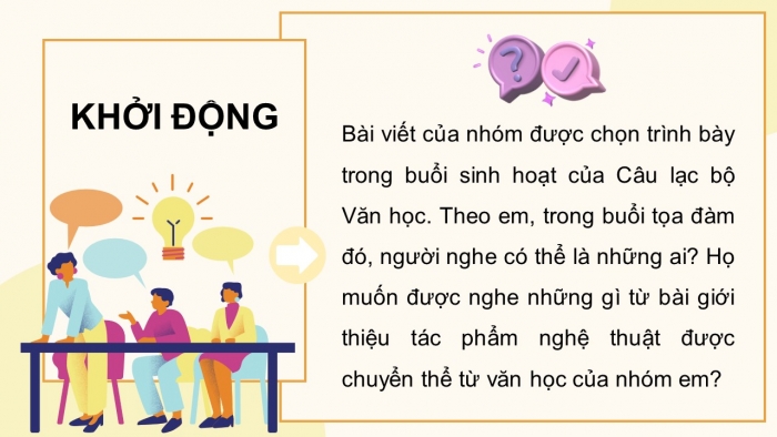 Giáo án điện tử chuyên đề Ngữ văn 12 cánh diều CĐ 2 Phần III: Thực hành nêu ý tưởng chuyển thể và tìm hiểu, giới thiệu, thuyết trình về một tác phẩm nghệ thuật chuyển thể