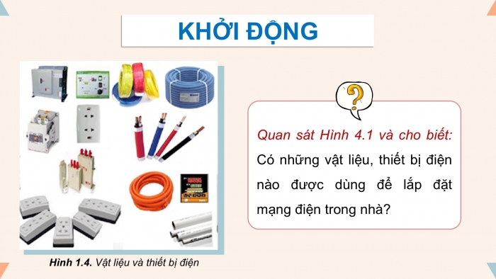 Giáo án điện tử Công nghệ 9 Lắp đặt mạng điện trong nhà Kết nối Bài 4: Vật liệu, thiết bị và dụng cụ dùng cho lắp đặt mạng điện trong nhà