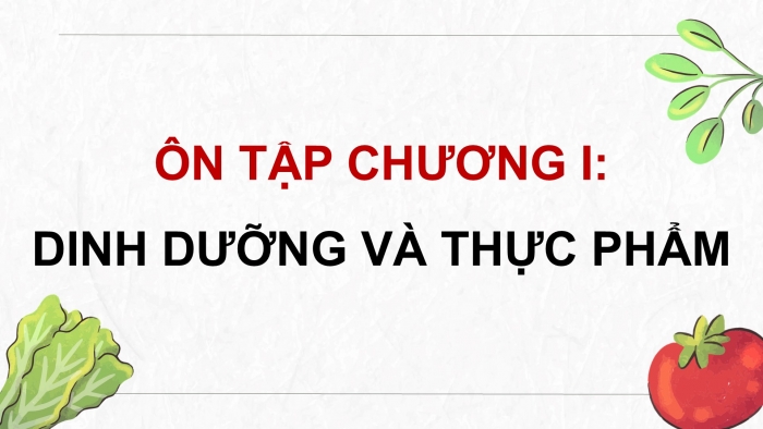 Giáo án điện tử Công nghệ 9 Chế biến thực phẩm Kết nối Bài Ôn tập Chương I