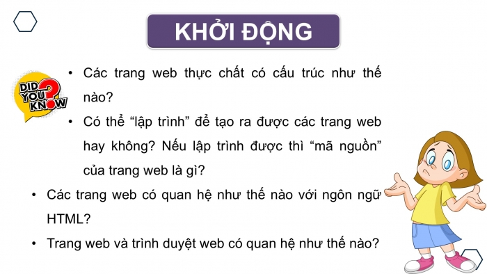 Giáo án điện tử Tin học ứng dụng 12 kết nối Bài 7: HTML và cấu trúc trang web