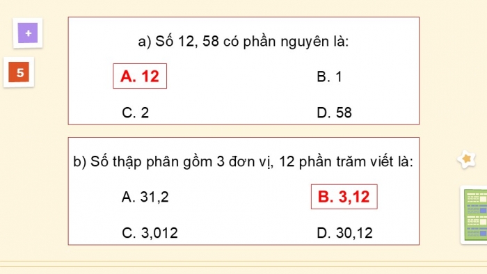 Giáo án điện tử Toán 5 kết nối Bài 35: Ôn tập chung