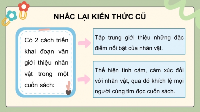 Giáo án điện tử Tiếng Việt 5 kết nối Bài 20: Đánh giá, chỉnh sửa đoạn văn giới thiệu nhân vật trong một cuốn sách