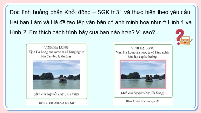 Giáo án điện tử Tin học 5 cánh diều Chủ đề E Bài 3: Thực hành chèn ảnh vào văn bản