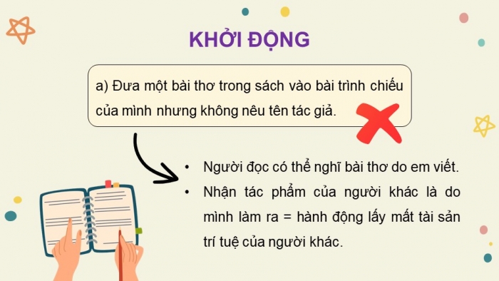 Giáo án điện tử Tin học 5 cánh diều Chủ đề D Bài học: Tôn trọng quyền tác giả khi sử dụng nội dung thông tin