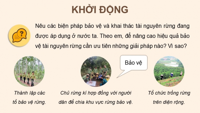 Giáo án điện tử Công nghệ 12 Lâm nghiệp Thủy sản Cánh diều Bài 8: Bảo vệ và khai thác tài nguyên rừng