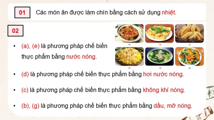 Giáo án điện tử Công nghệ 9 Chế biến thực phẩm Cánh diều Bài 7: Chế biến thực phẩm có sử dụng nhiệt