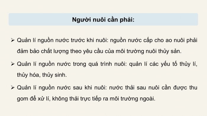 Giáo án điện tử Công nghệ 12 Lâm nghiệp Thủy sản Cánh diều Bài 12: Quản lí môi trường nuôi thuỷ sản