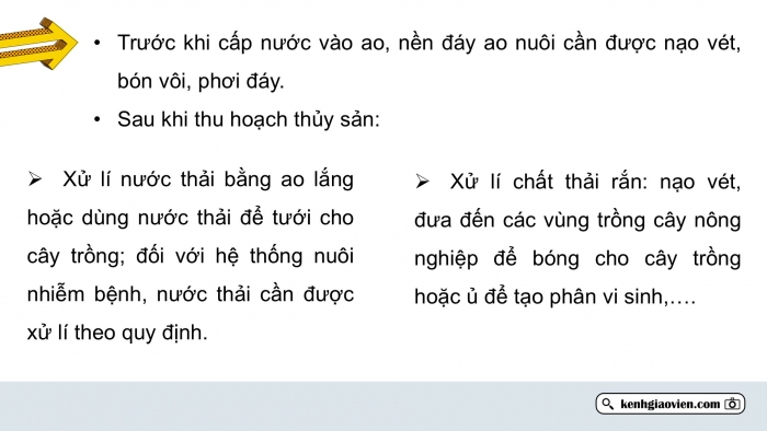 Giáo án điện tử Công nghệ 12 Lâm nghiệp Thủy sản Cánh diều Bài 13: Xử li môi trường nuôi thuỷ sản