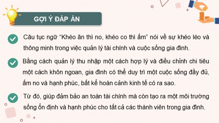 Giáo án điện tử Kinh tế pháp luật 12 chân trời Bài 7: Quản lí thu, chi trong gia đình