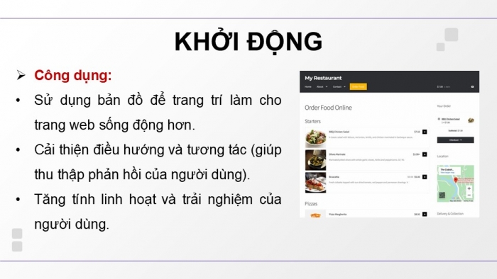 Giáo án điện tử Tin học ứng dụng 12 chân trời Bài E7: Sử dụng Map, Forms và các thiết lập trang web