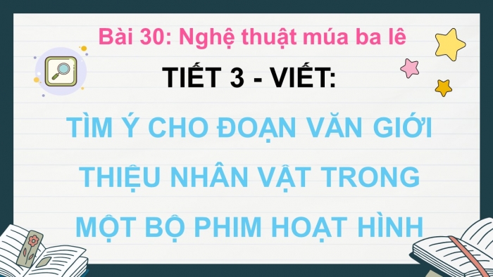 Giáo án điện tử Tiếng Việt 5 kết nối Bài 30: Tìm ý cho đoạn văn giới thiệu nhân vật trong một bộ phim hoạt hình