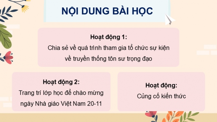 Giáo án điện tử Hoạt động trải nghiệm 5 kết nối Chủ đề Tôn sư trọng đạo - Tuần 12