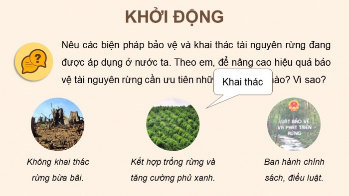 Giáo án điện tử Công nghệ 12 Lâm nghiệp Thủy sản Cánh diều Bài 8: Bảo vệ và khai thác tài nguyên rừng