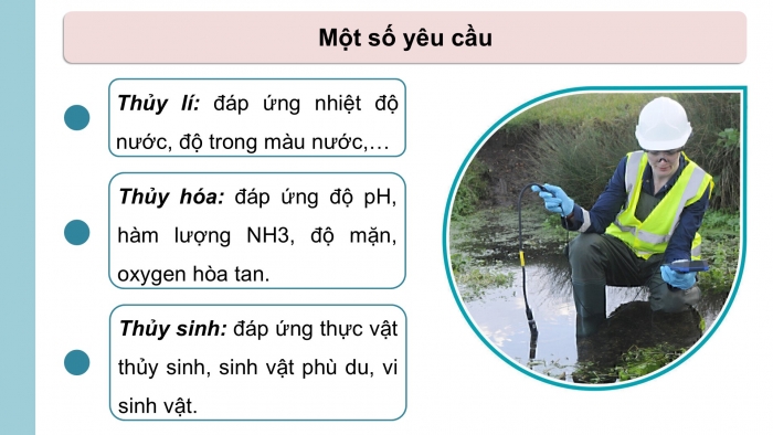 Giáo án điện tử Công nghệ 12 Lâm nghiệp Thủy sản Cánh diều Bài 11: Một số chỉ tiêu cơ bản của môi trường nuôi thuỷ sản