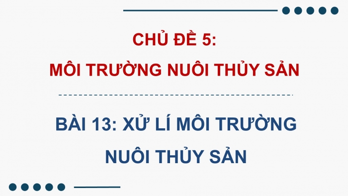 Giáo án điện tử Công nghệ 12 Lâm nghiệp Thủy sản Cánh diều Bài 13: Xử li môi trường nuôi thuỷ sản