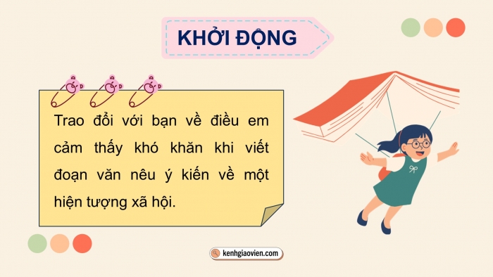 Giáo án điện tử Tiếng Việt 5 cánh diều Bài 8: Luyện tập viết đoạn văn nêu ý kiến về một hiện tượng xã hội (Thực hành viết)