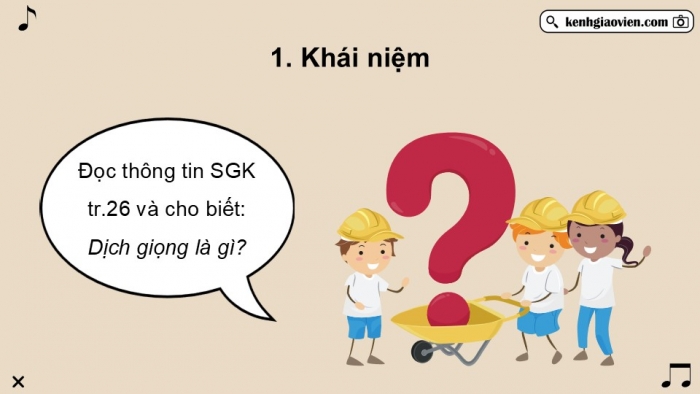 Giáo án điện tử Âm nhạc 9 kết nối Tiết 12: Lí thuyết âm nhạc Sơ lược về dịch giọng, Đọc nhạc Bài đọc nhạc số 2