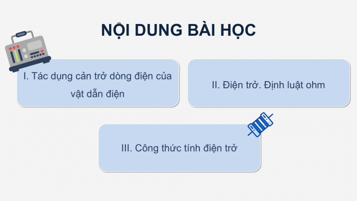 Giáo án điện tử KHTN 9 chân trời - Phân môn Vật lí Bài 8: Điện trở. Định luật Ohm