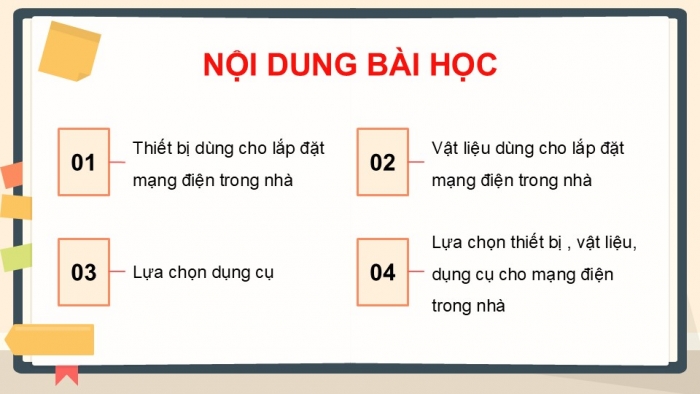 Giáo án điện tử Công nghệ 9 Lắp đặt mạng điện trong nhà Chân trời Chủ đề 4: Thiết bị, vật liệu, dụng cụ dùng cho lắp đặt mạng điện trong nhà