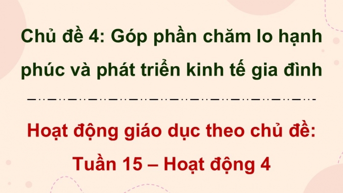 Giáo án điện tử Hoạt động trải nghiệm 9 chân trời bản 2 Chủ đề 4 Tuần 15