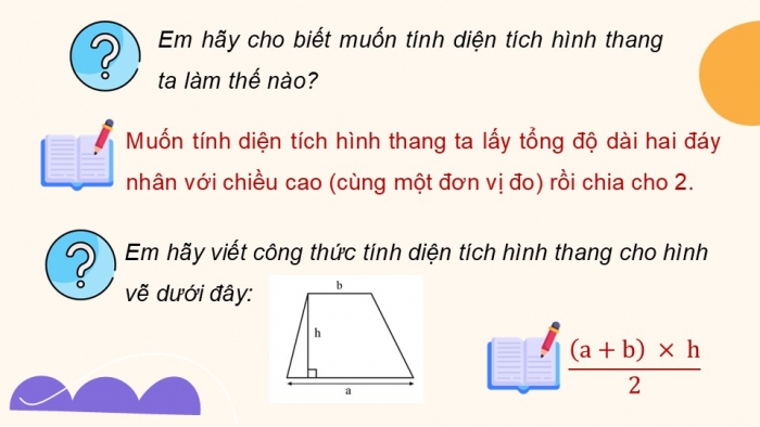 Giáo án PPT dạy thêm Toán 5 Chân trời bài 46: Diện tích hình thang