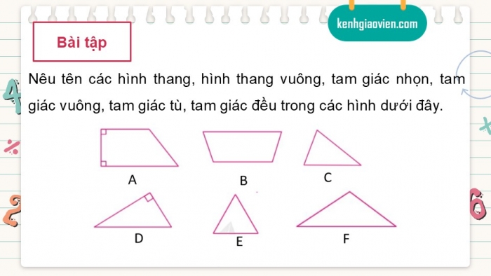 Giáo án PPT dạy thêm Toán 5 Chân trời bài 54: Ôn tập hình học và đo lường