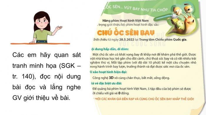 Giáo án điện tử Tiếng Việt 5 kết nối Bài 29: Phim hoạt hình Chú ốc sên bay