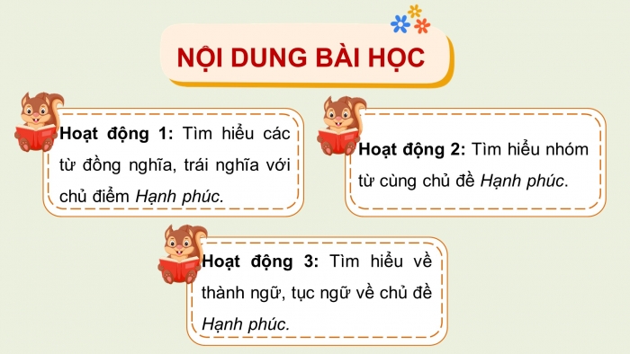 Giáo án điện tử Tiếng Việt 5 chân trời Bài 8: Mở rộng vốn từ Hạnh phúc