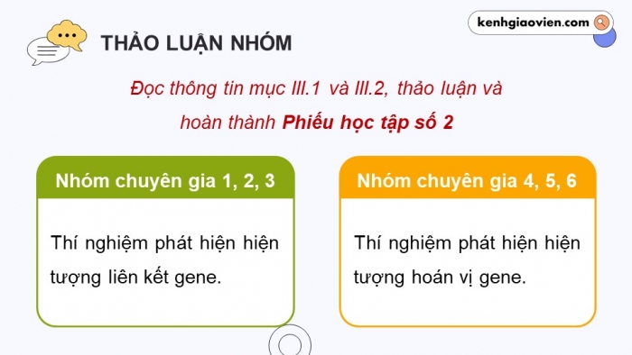 Giáo án điện tử Sinh học 12 cánh diều Bài 8: Di truyền liên kết giới tính, liên kết gene và hoán vị gene (P2)