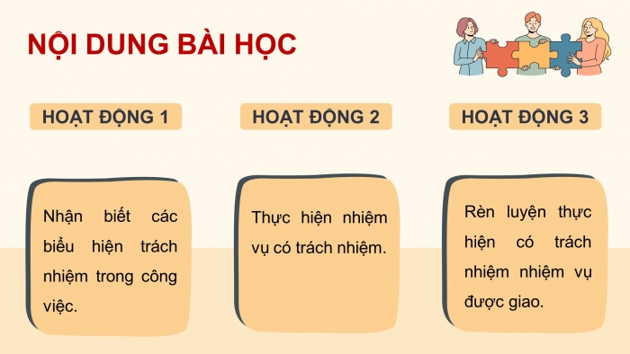 Giáo án điện tử Hoạt động trải nghiệm 9 cánh diều Chủ đề 4 - Hoạt động giáo dục 1: Trách nhiệm trong công việc