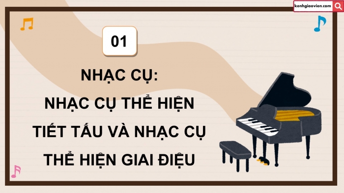 Giáo án điện tử Âm nhạc 5 kết nối Tiết 14: Nhạc cụ Nhạc cụ thể hiện tiết tấu và nhạc cụ thể hiện giai điệu, Ôn bài hát Duyên dáng mùa xuân