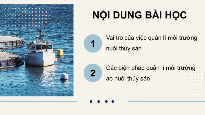 Giáo án điện tử Công nghệ 12 Lâm nghiệp Thủy sản Cánh diều Bài 12: Quản lí môi trường nuôi thuỷ sản