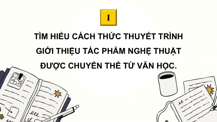 Giáo án điện tử chuyên đề Ngữ văn 12 chân trời CĐ 2 Phần 3: Yêu cầu và cách thức thuyết trình giới thiệu tác phẩm nghệ thuật được chuyển thể từ văn học