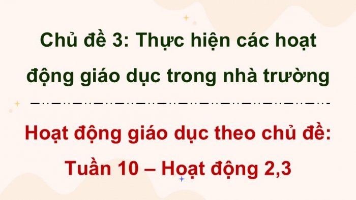 Giáo án điện tử Hoạt động trải nghiệm 9 chân trời bản 2 Chủ đề 3 Tuần 10